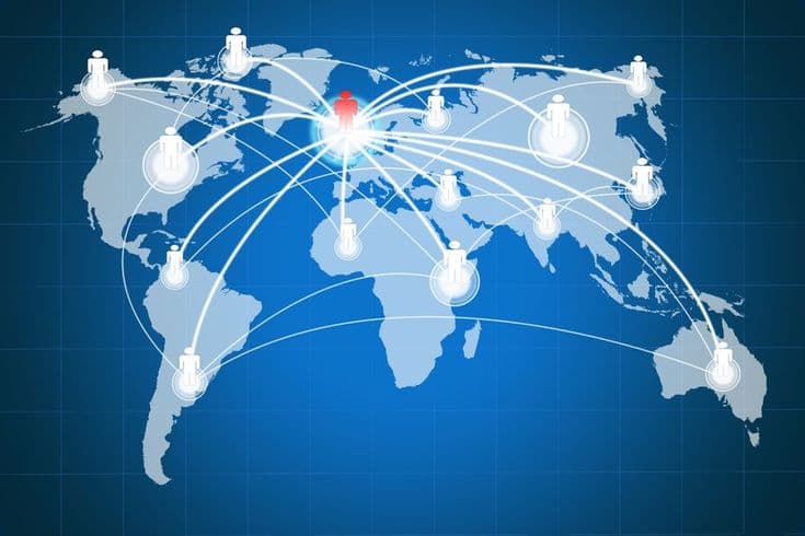 Global network connecting businesses across continents